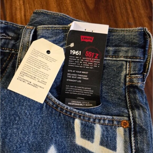 Levi's 551 Z 1961 Men 28 Waist Straight Cropped Blue Jeans NWT 022026 - Picture 5 of 10